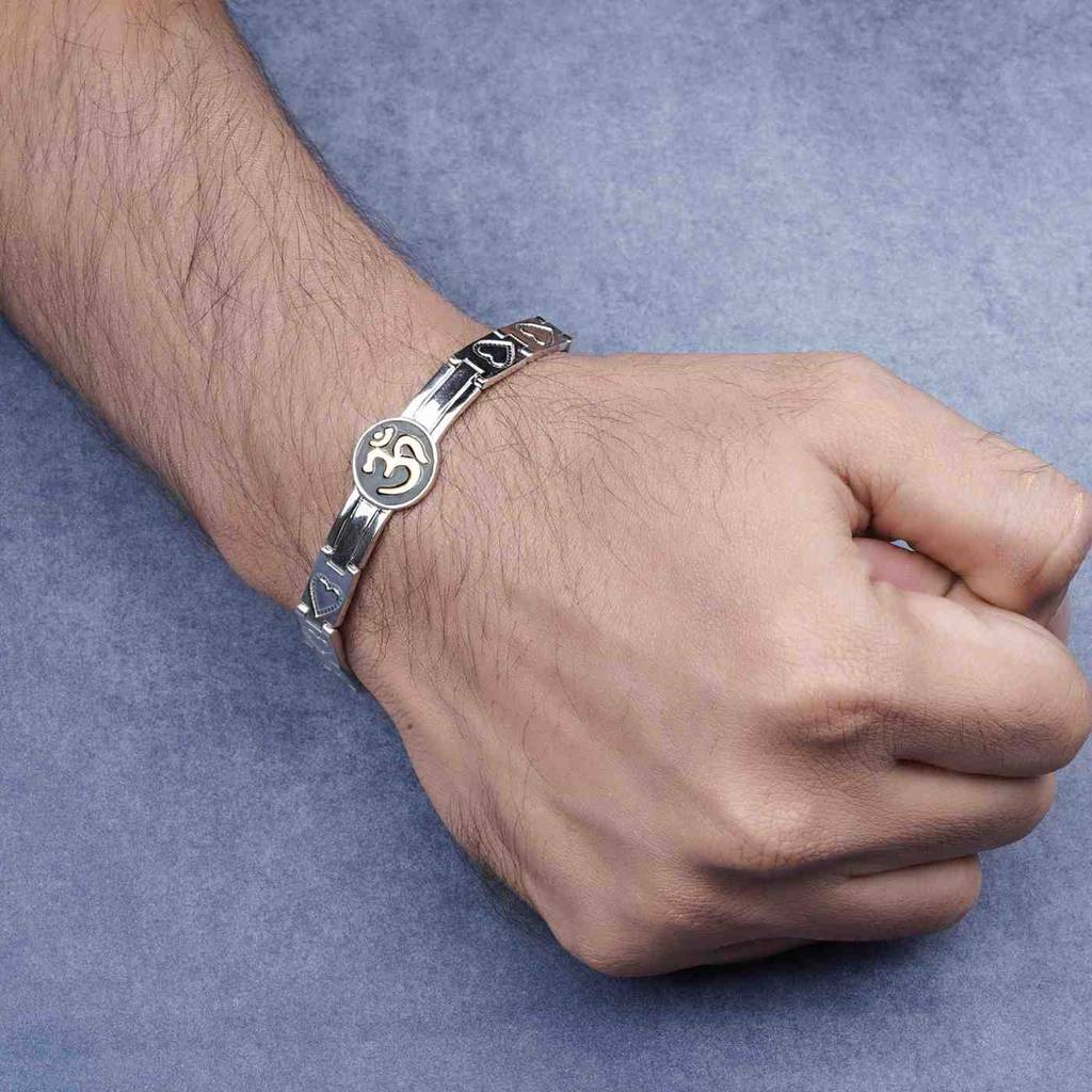 Silver "Om" Bracelet For Him : ZLBR-1009