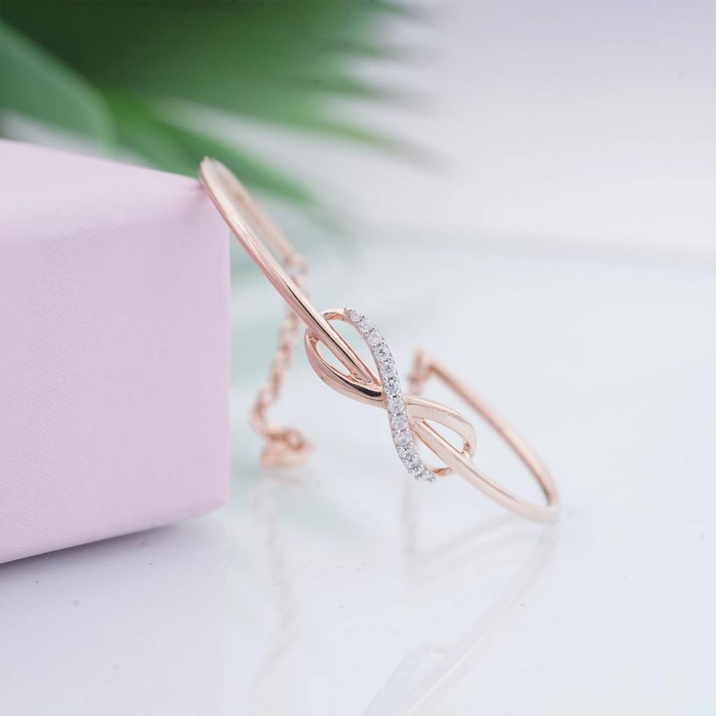 Rose Gold Glittering Zirconia Infinity Bangle : ZLBR-1012