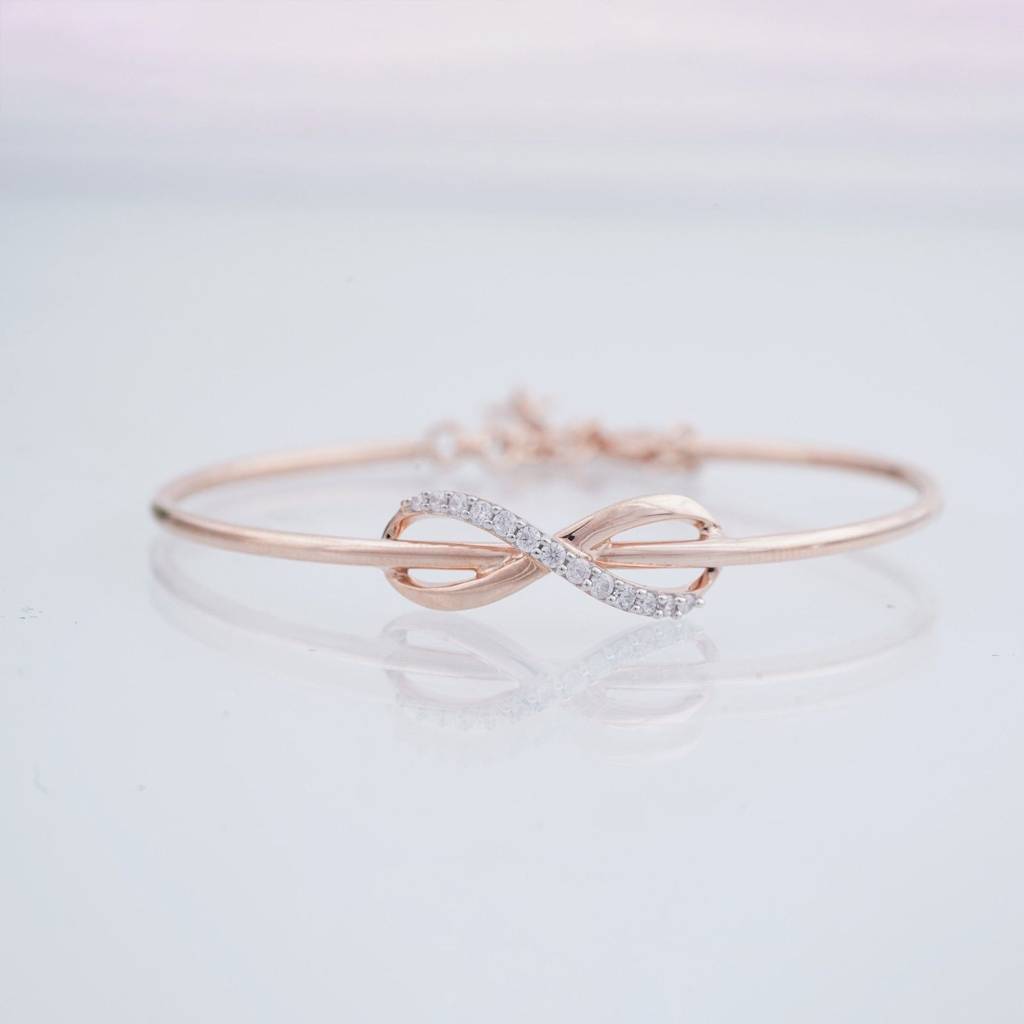 Rose Gold Glittering Zirconia Infinity Bangle : ZLBR-1012