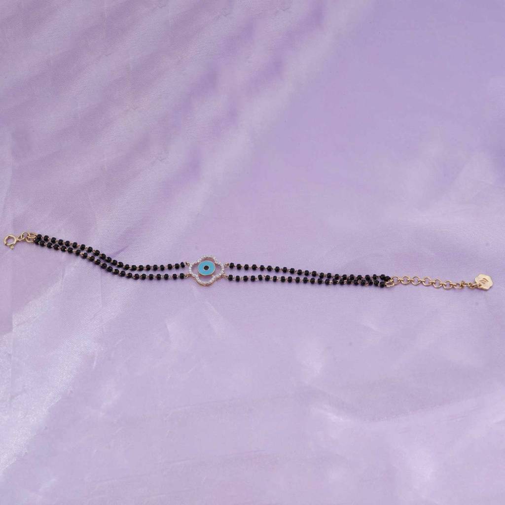Golden Evil Eye Clover Bead Bracelet : ZLBR-1013