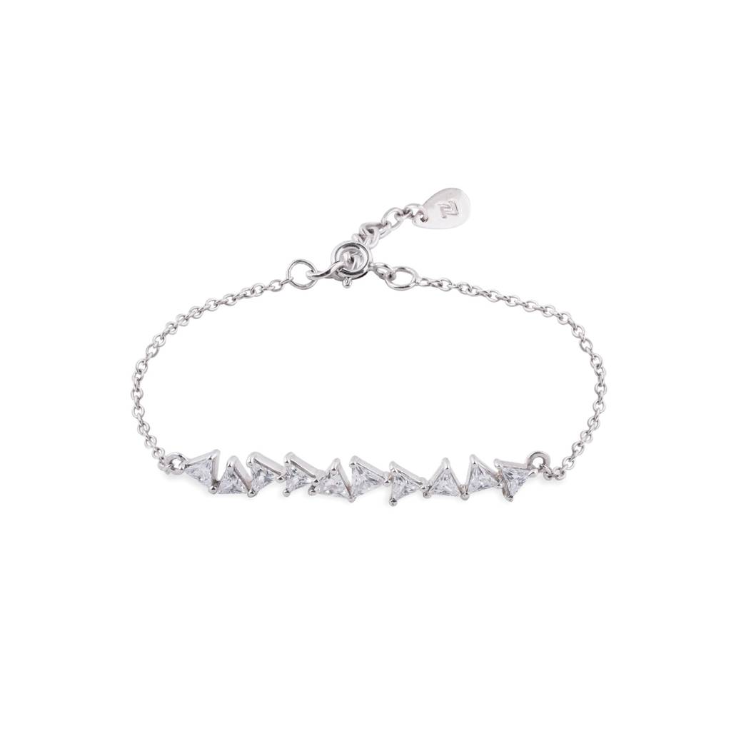Silver Trillion Crystal Bracelet For Her : ZLBR-1016