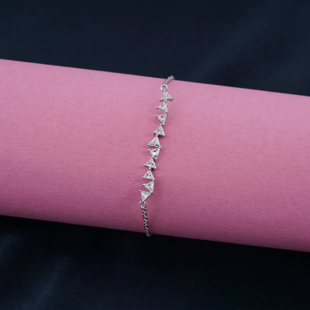 Silver Trillion Crystal Bracelet For Her : ZLBR-1016