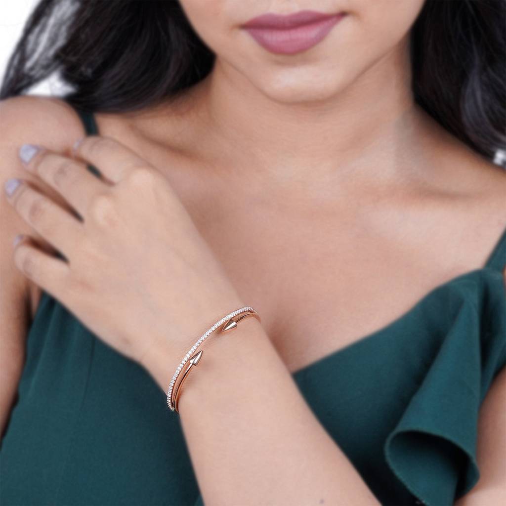 Rose Gold Double Arrow Adjustable Bangle : ZLBR-1017