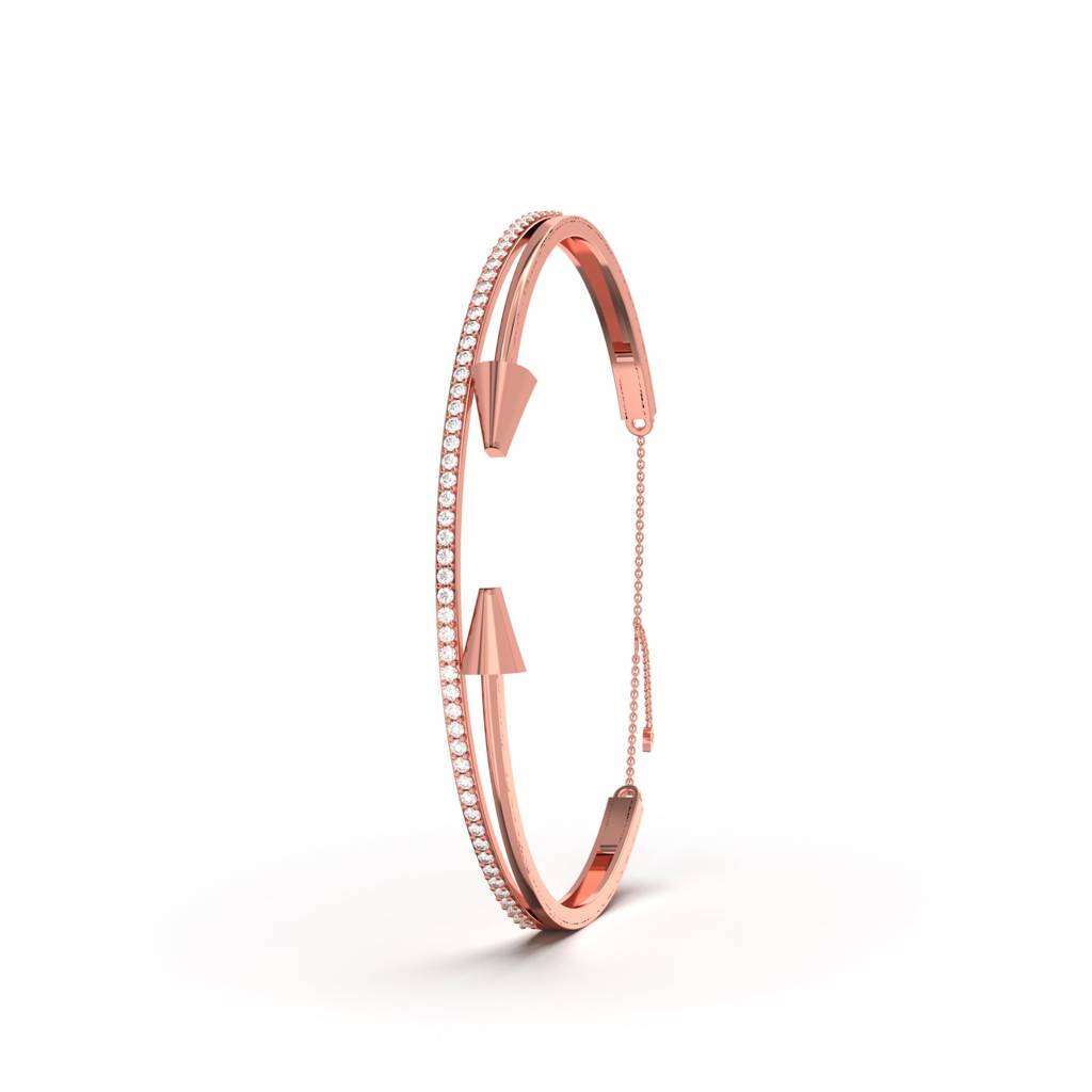 Rose Gold Double Arrow Adjustable Bangle : ZLBR-1017