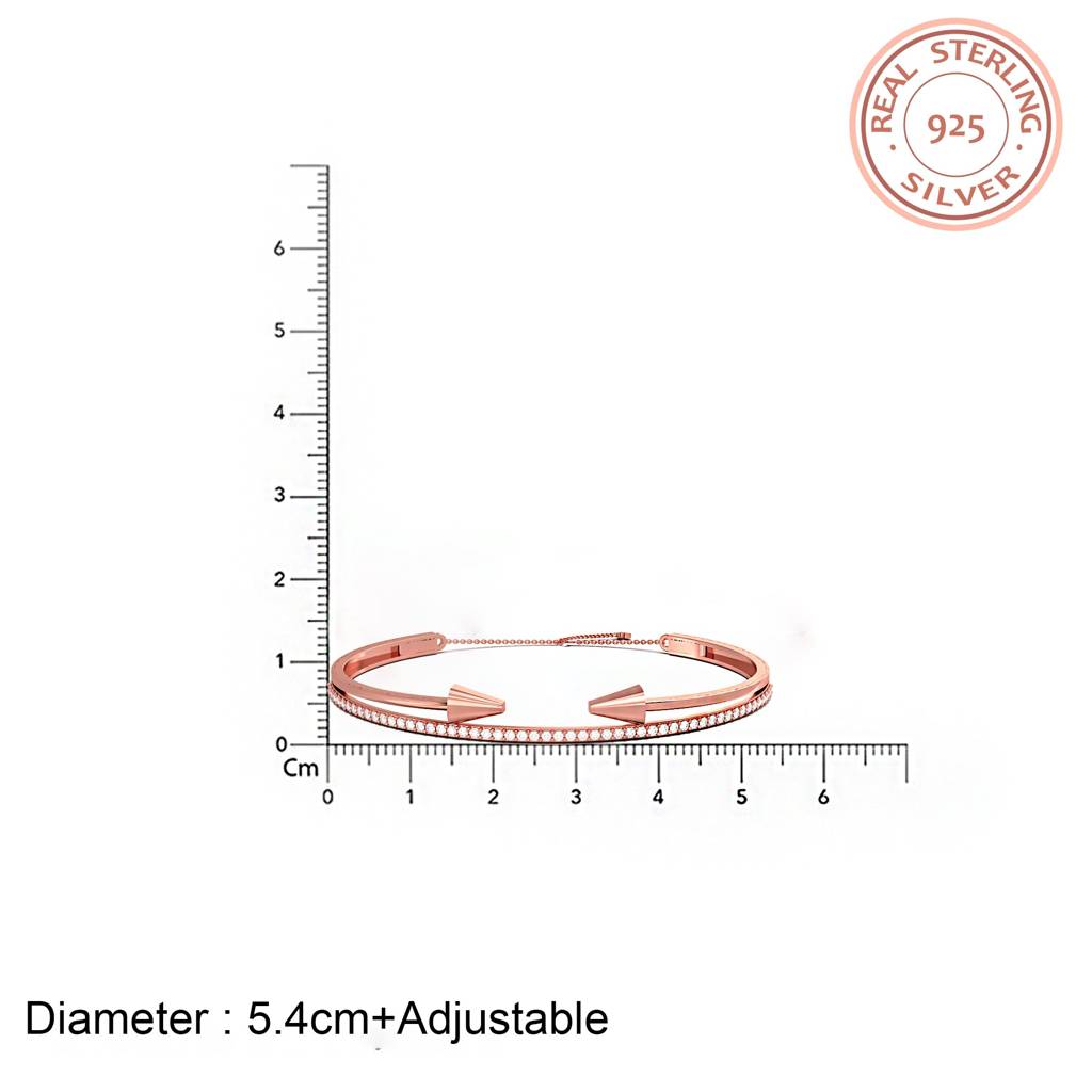 Rose Gold Double Arrow Adjustable Bangle : ZLBR-1017