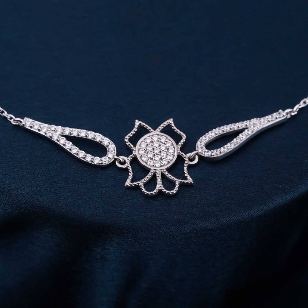 Silver Lotus Flower Bracelet : ZLBR-1026