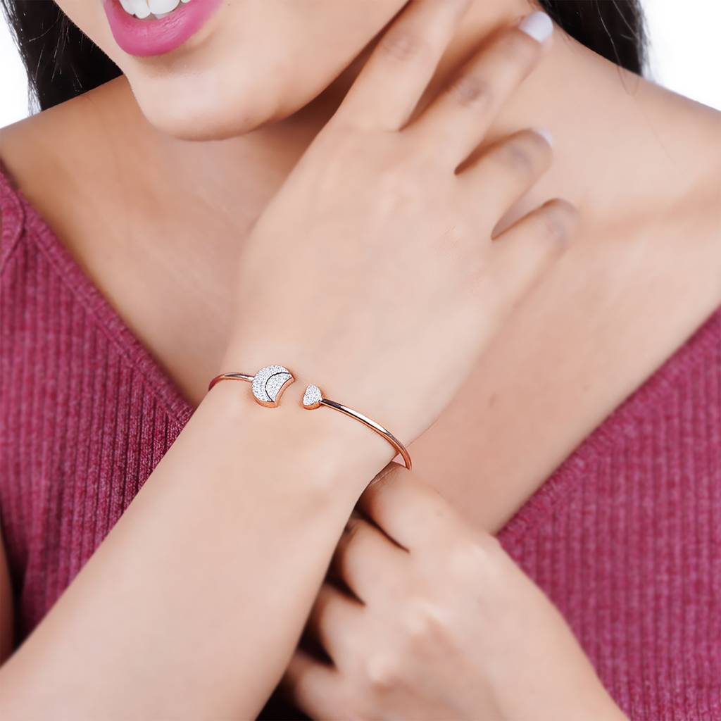 Rose Gold Vermiel Fiji Pave Diamond Bangle : ZLBR-1028