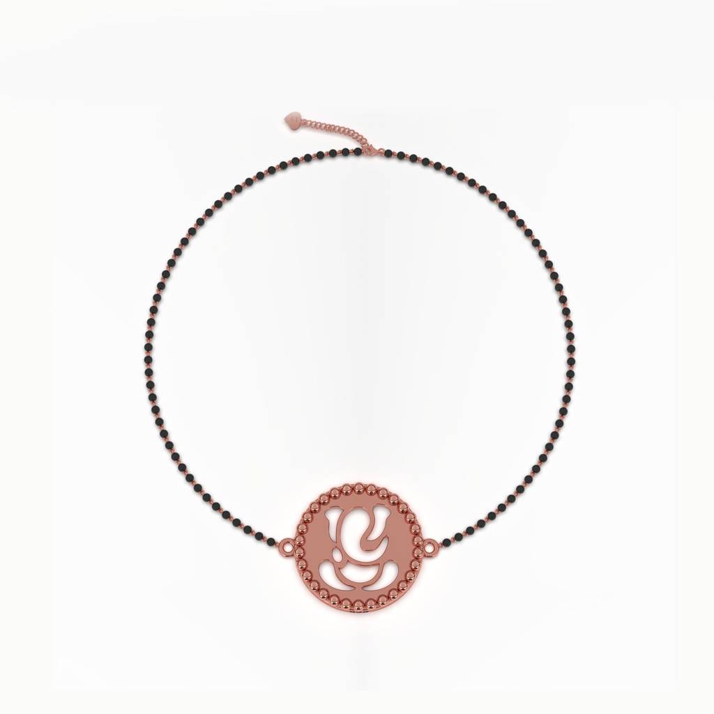 Rose Gold Religious Lord Ganesh Bracelet : ZLBR-1031