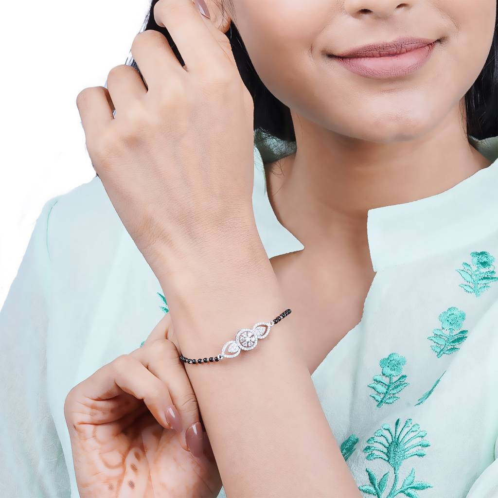 Silver Nature Inspired Bridal Bracelet : ZLBR-1032