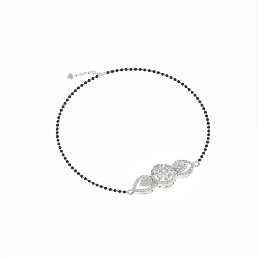 Silver Nature Inspired Bridal Bracelet : ZLBR-1032