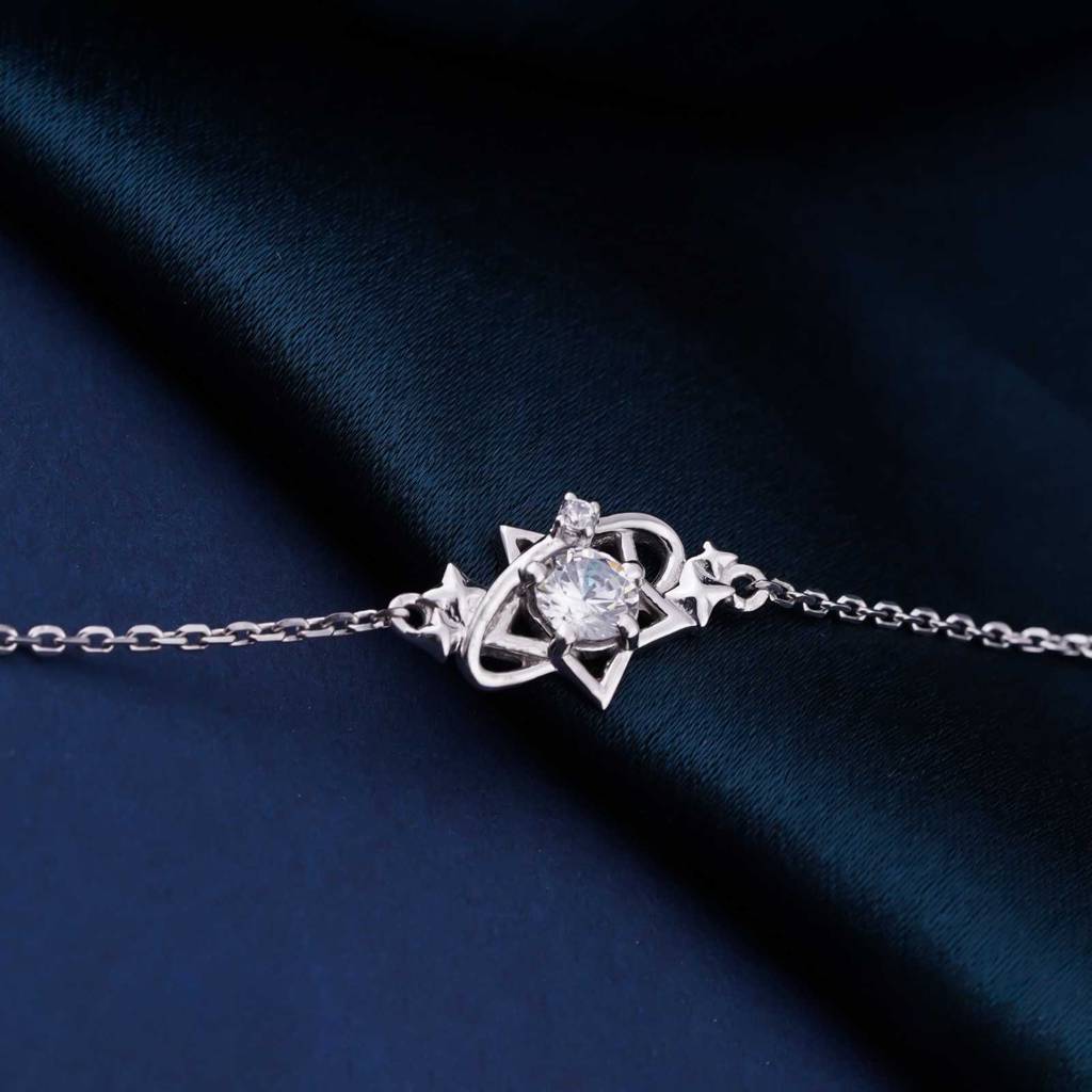 Silver Layered Star Link Bracelet : ZLBR-1033