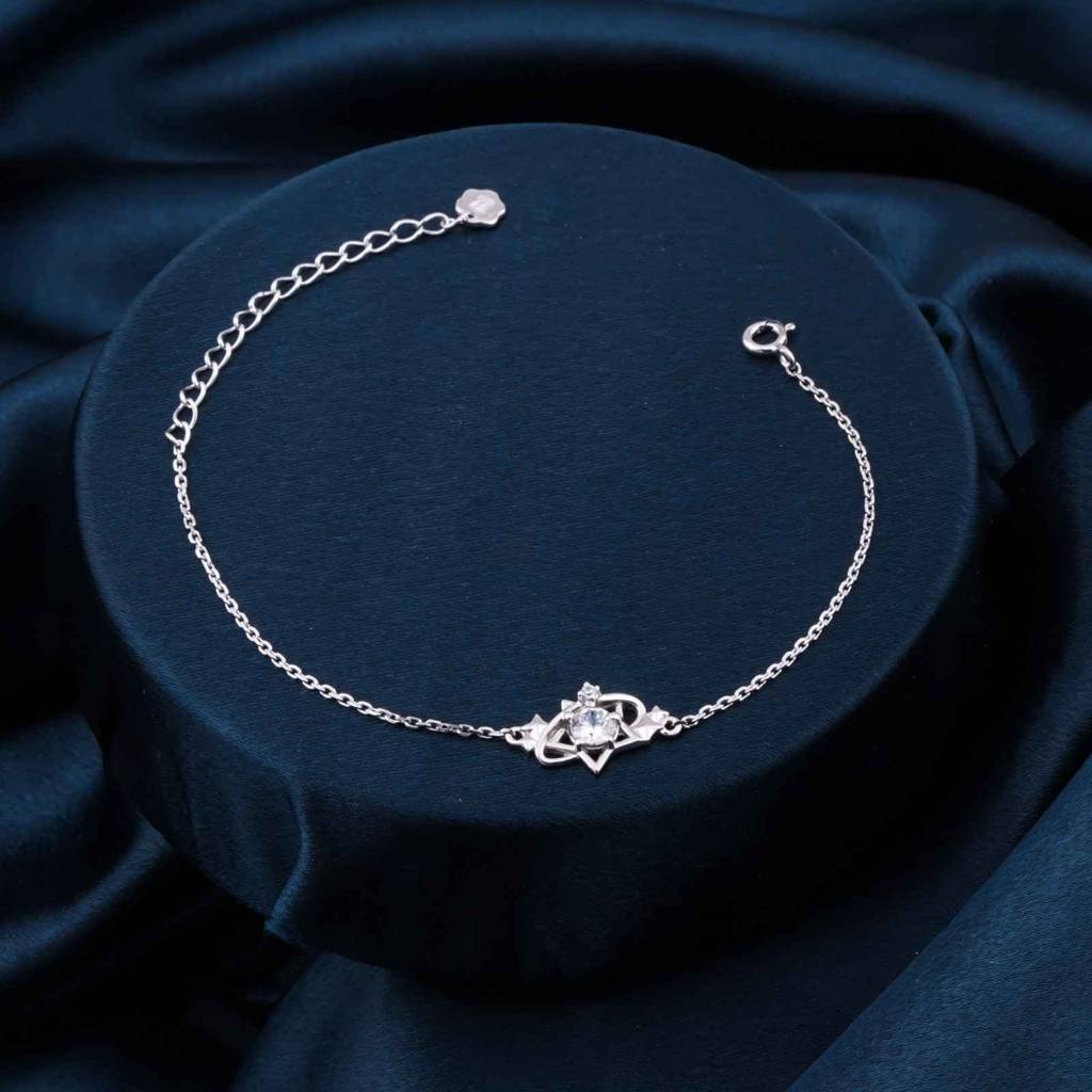 Silver Layered Star Link Bracelet : ZLBR-1033