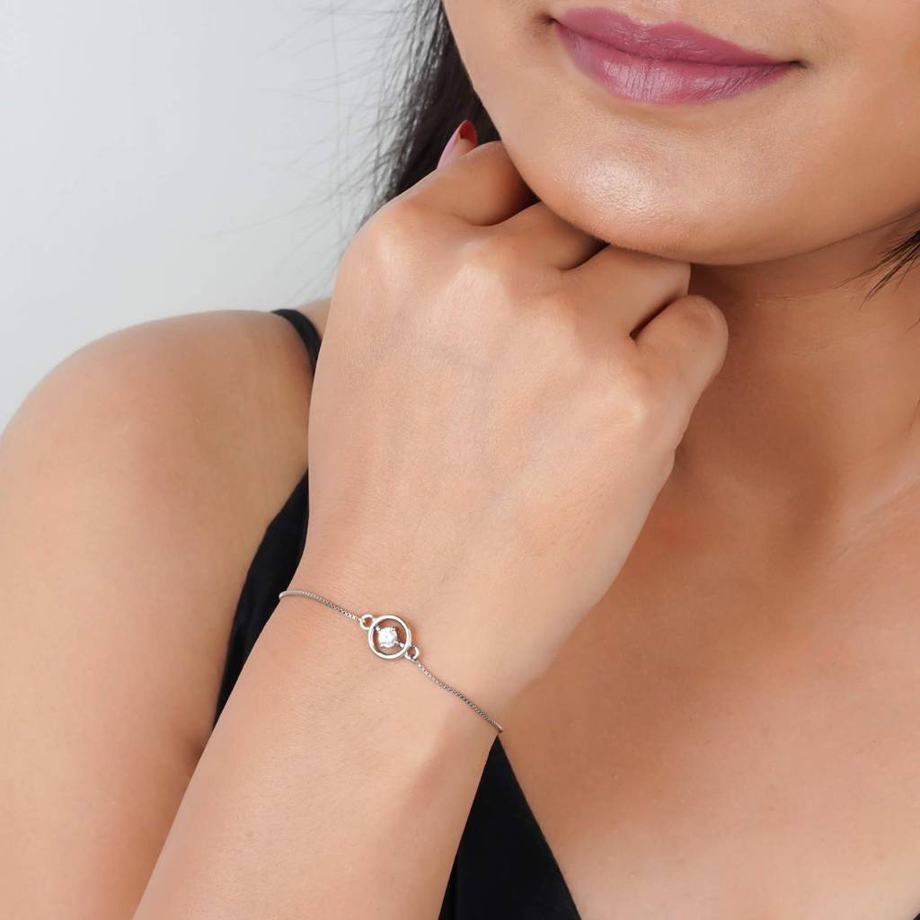 Silver Covered Heart Angle Wings Bracelet : ZLBR-1035