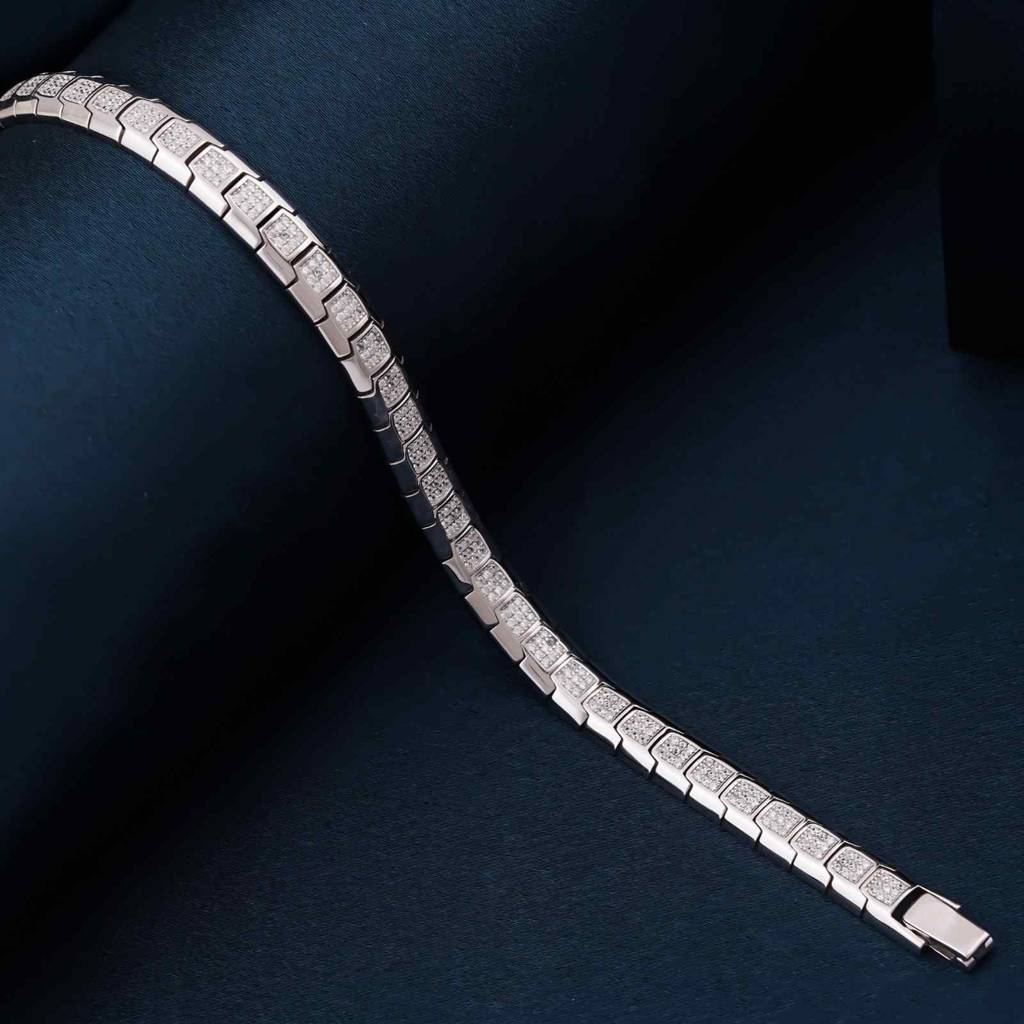 Silver Mini Square Bracelet For Him : ZLBR-1057