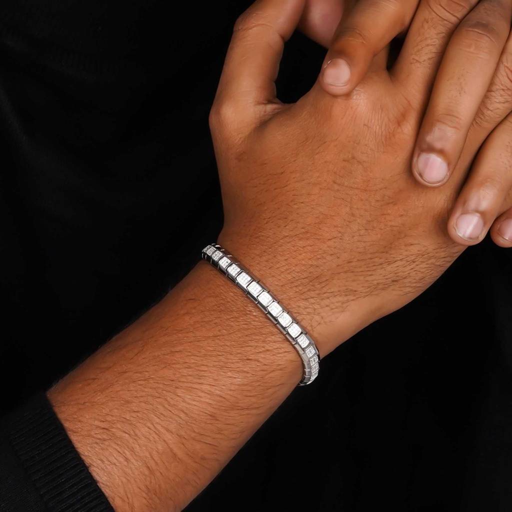 Silver Mini Square Bracelet For Him : ZLBR-1057