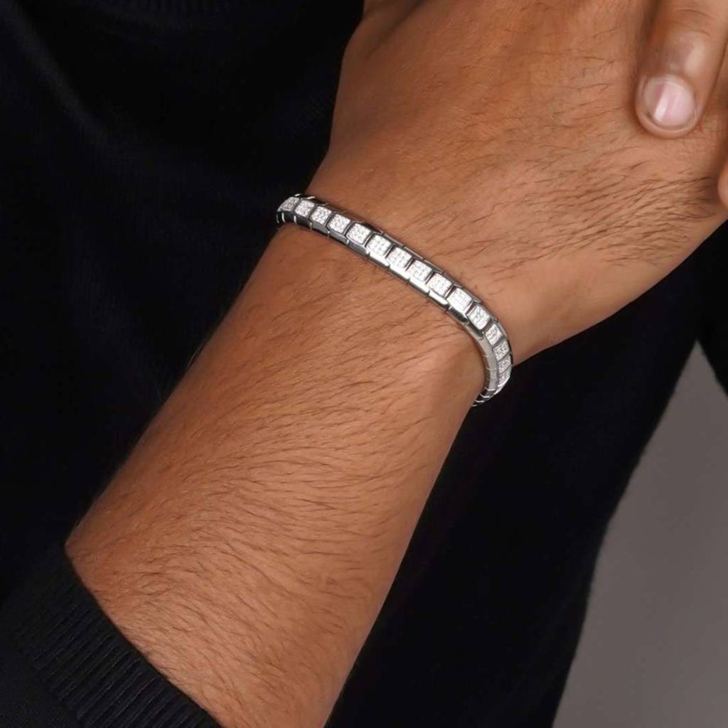 Silver Mini Square Bracelet For Him : ZLBR-1057