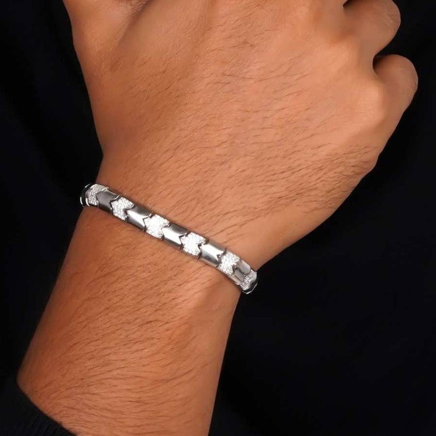 Silver Bold Statement Bracelet For Him : ZLBR-1058
