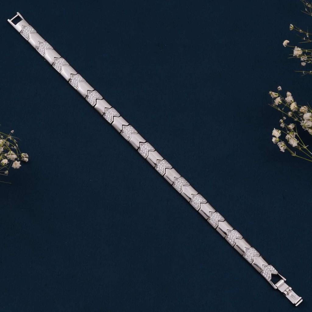 Silver Bold Statement Bracelet For Him : ZLBR-1058