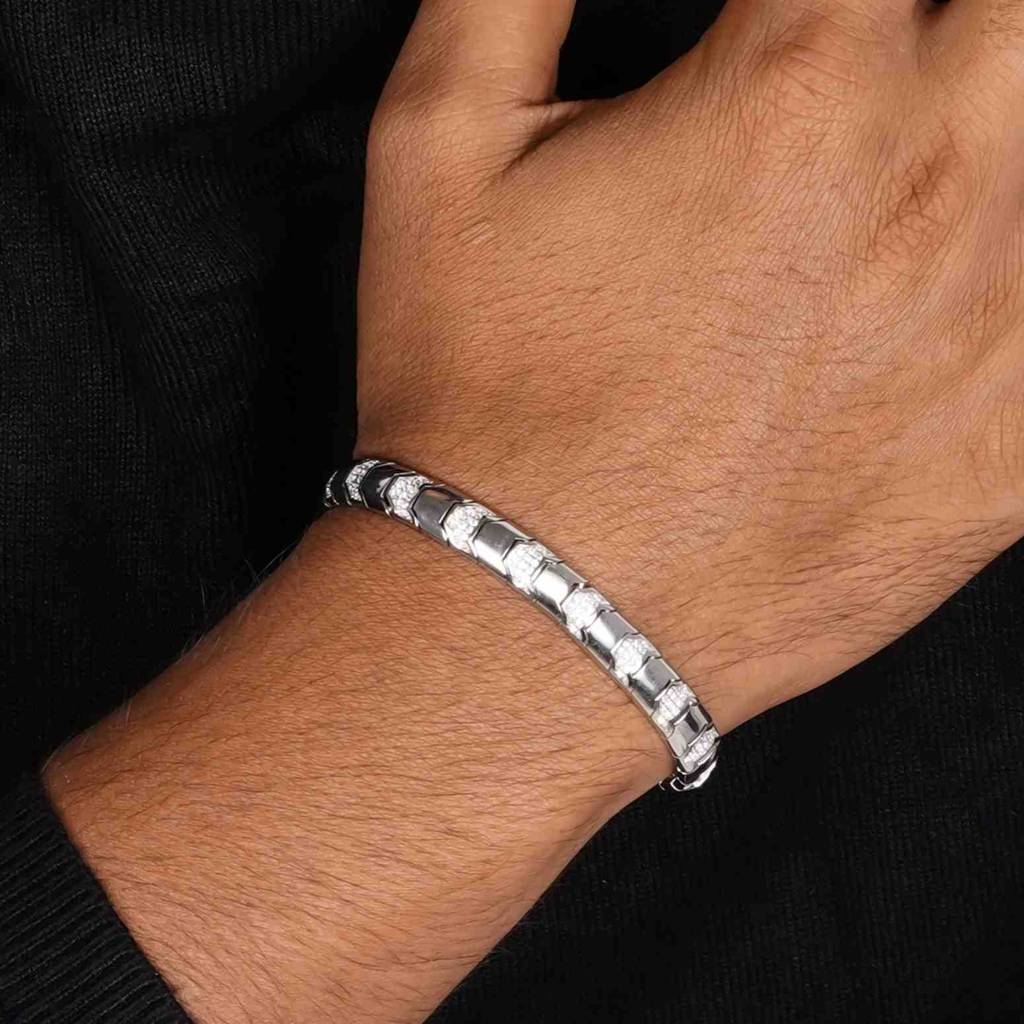 Silver Snake Bone Bracelet For Him : ZLBR-1060