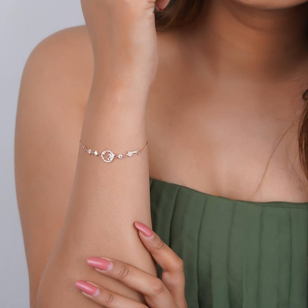 Rose Gold Star Circle Bracelet : ZLBR-1062