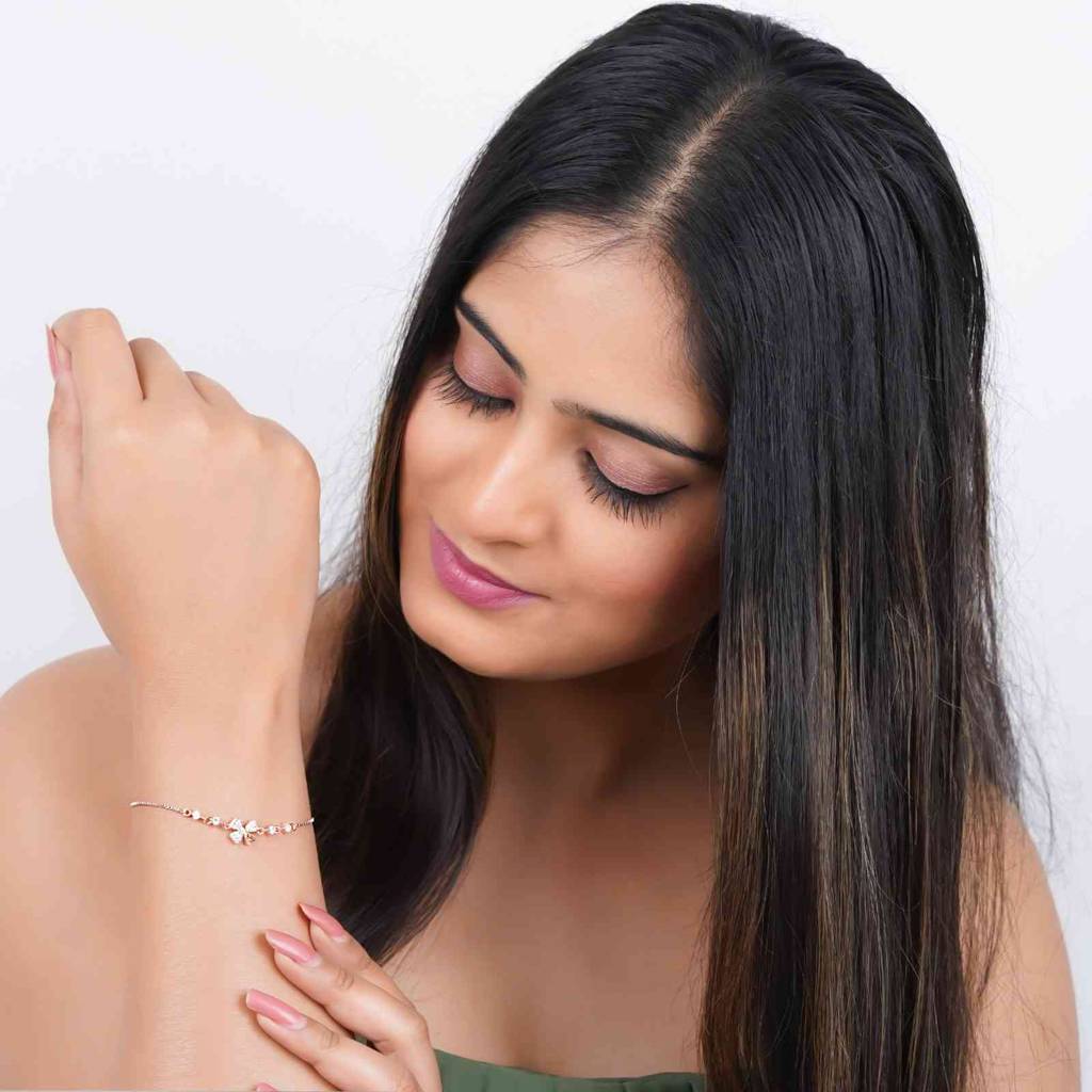 Rose Gold Leafy Charm Bracelet : ZLBR-1064R