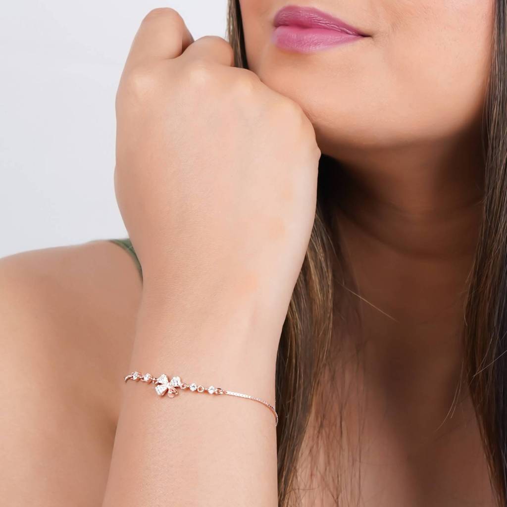 Rose Gold Leafy Charm Bracelet : ZLBR-1064R
