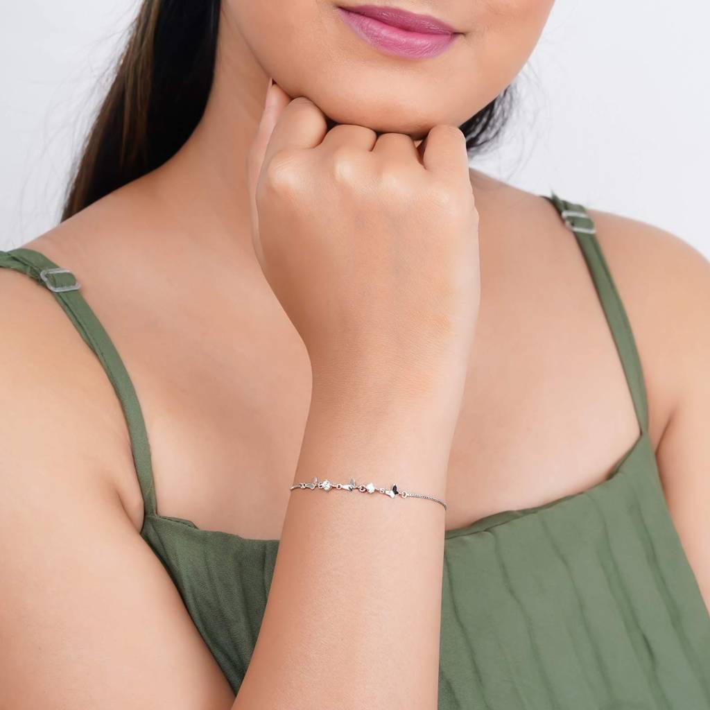 Silver Mini Butterflies Charm Bracelet : ZLBR-1069