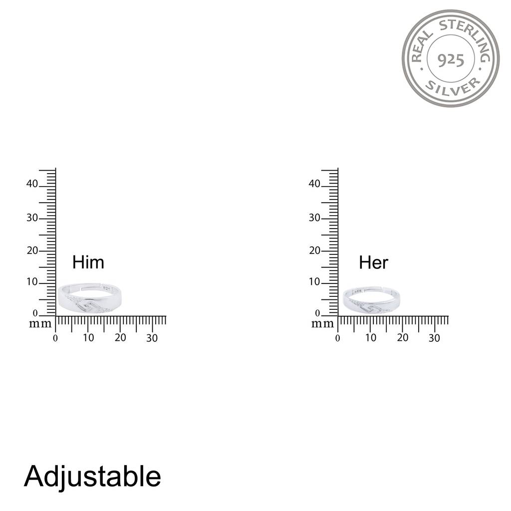 Silver Vintage Couple Matching Bands : ZLCPLR-1005