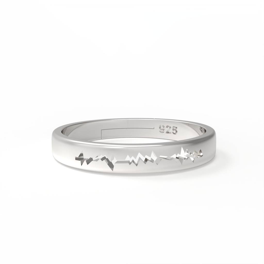 Silver Heart Beat Couple Bands : ZLCPLR-1006