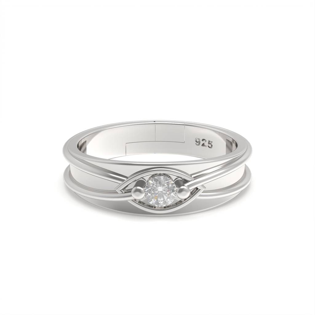 Silver Round Criss Cross Couple Bands : ZLCPLR-1007