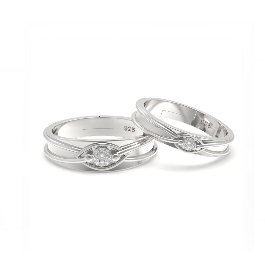 Silver Round Criss Cross Couple Bands : ZLCPLR-1007