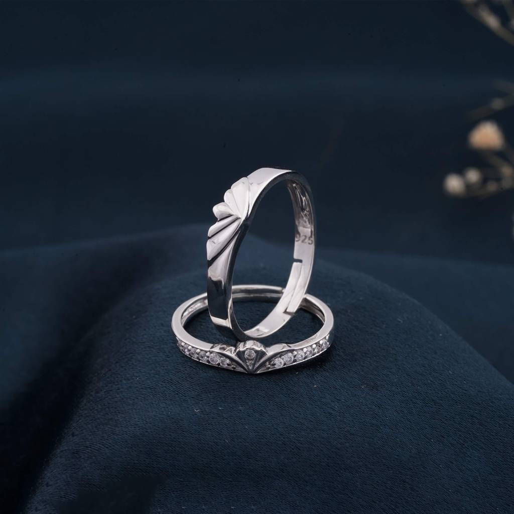 Silver Princess Knight Couple Rings : ZLCPLR-1012