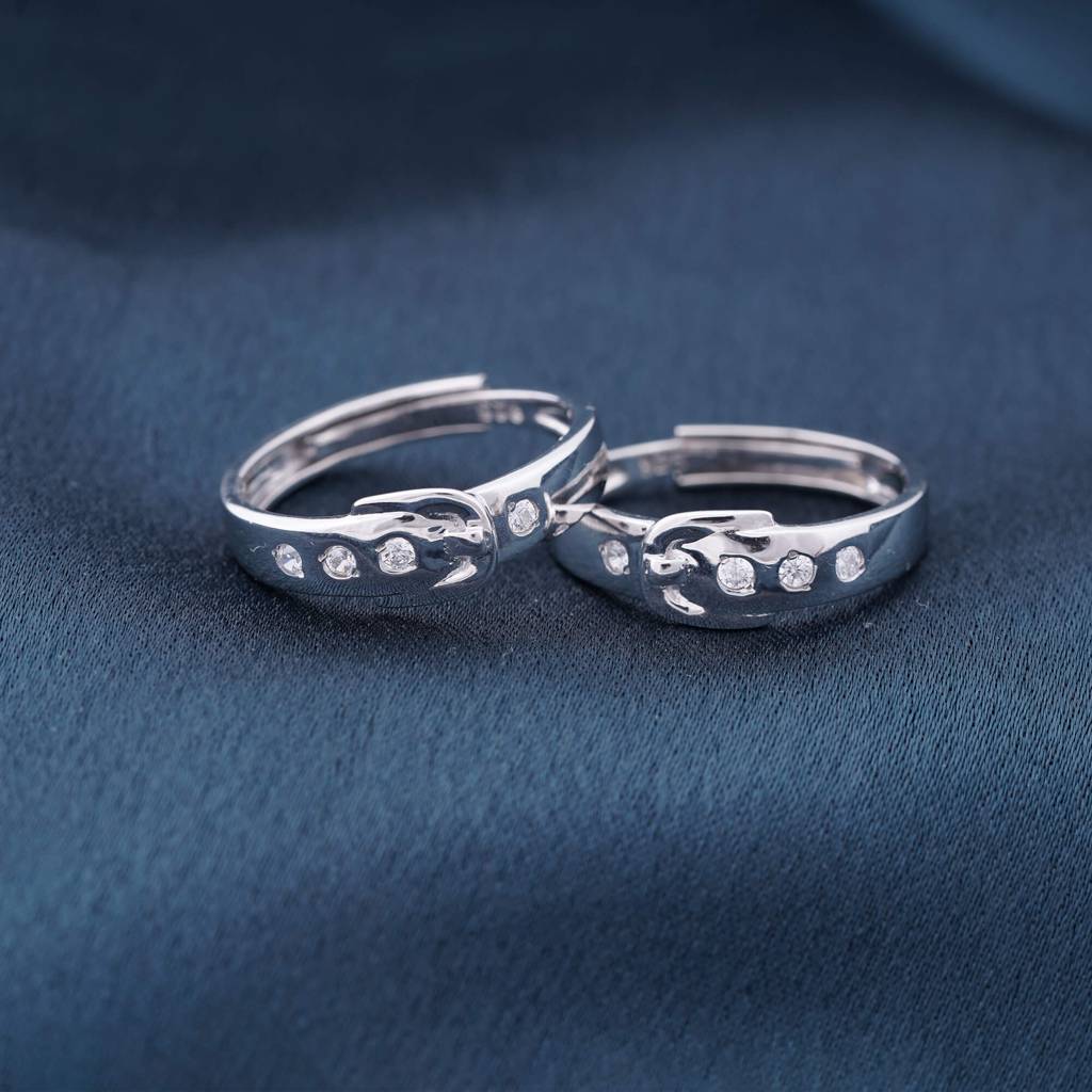 Silver You & I Couple Rings : ZLCPLR-1015