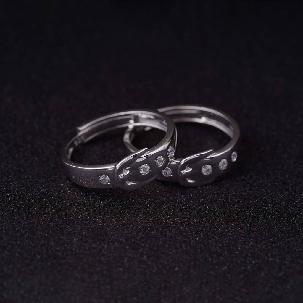 Silver You & I Couple Rings : ZLCPLR-1015