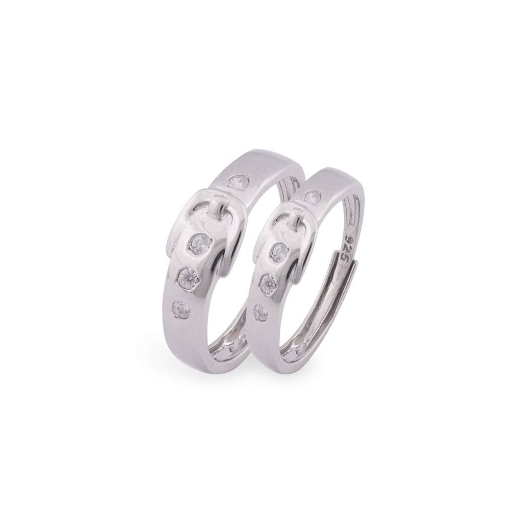 Silver You & I Couple Rings : ZLCPLR-1015