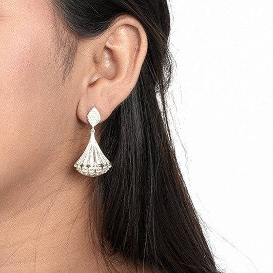 Silver Jhumka Diamond Ethnic Wear Earrings : ZLE-1001