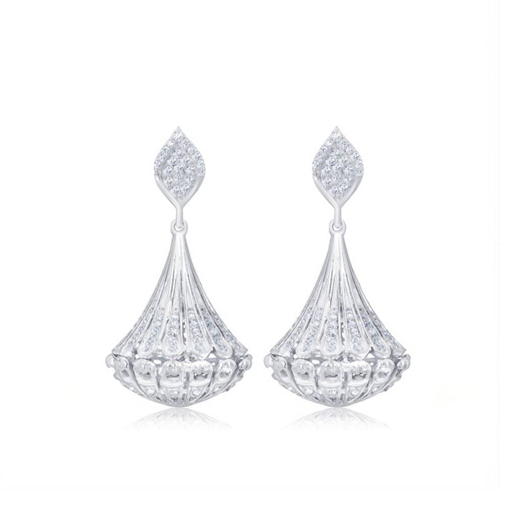 Silver Jhumka Diamond Ethnic Wear Earrings : ZLE-1001