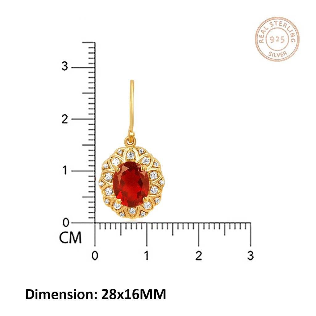 Golden Red Garnet Vintage Women'S Earrings : ZLE-1003