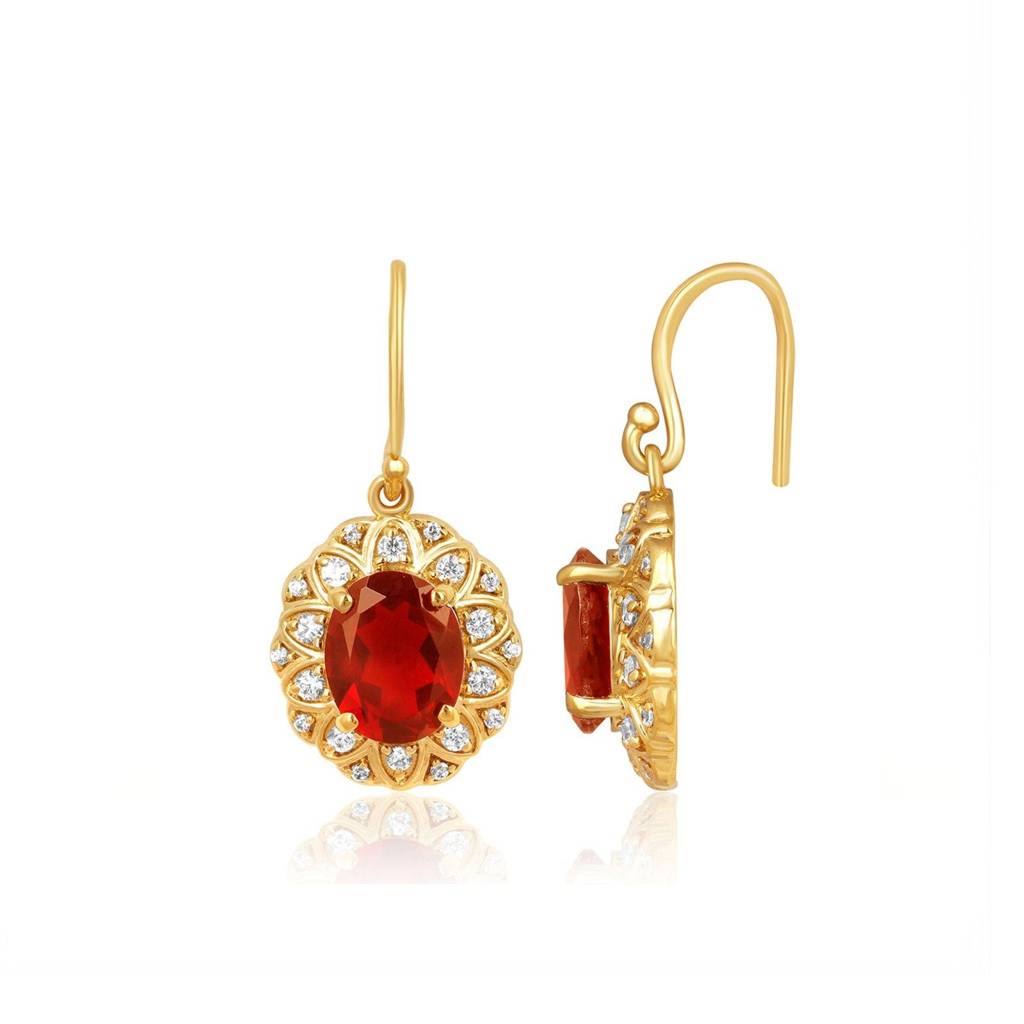 Golden Red Garnet Vintage Women'S Earrings : ZLE-1003
