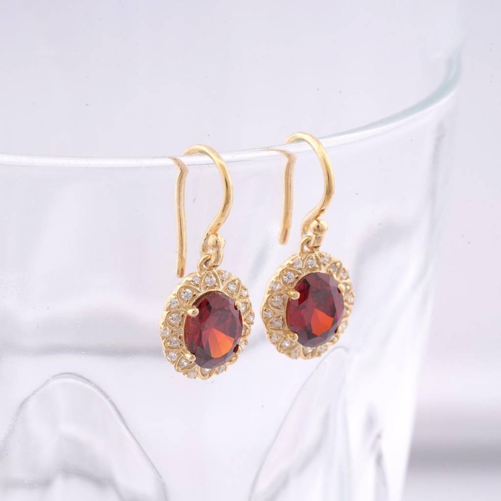 Golden Red Garnet Vintage Women'S Earrings : ZLE-1003