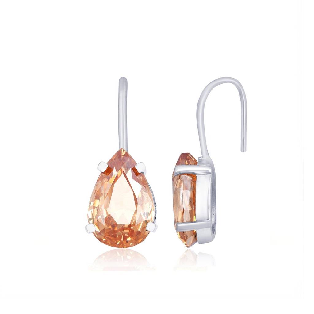 Silver Classy Peach Morganite Solitaire Earrings : ZLE-1004