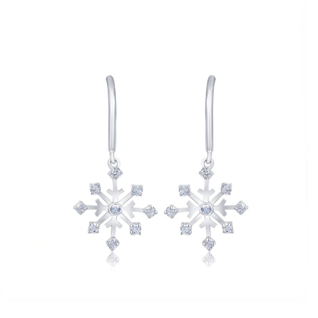 Silver Snowflake Drop Earrings : ZLE-1007