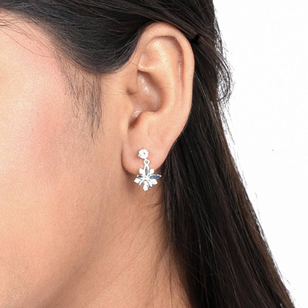 Silver Glossy Flower Petals Drop : ZLE-1011