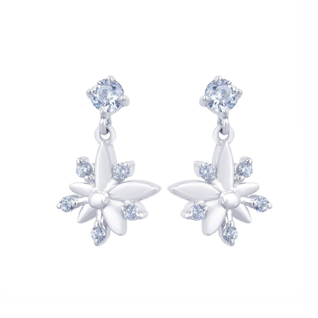 Silver Glossy Flower Petals Drop : ZLE-1011