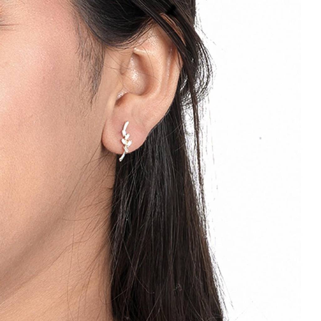 Silver Zircon Bold Baguette Stud Earrings : ZLE-1019