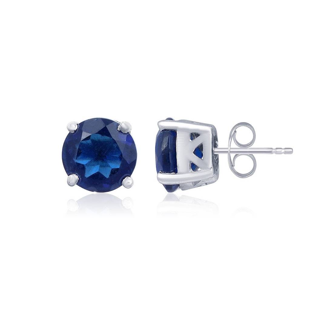 Silver Royal Blue Bloom Studs : ZLE-1020
