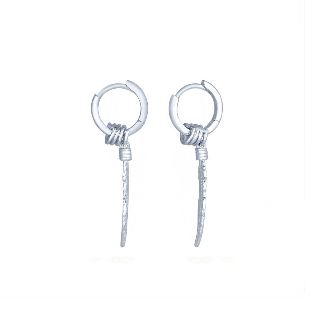 Silver Mini Feather Men'S Earrings : ZLE-1023
