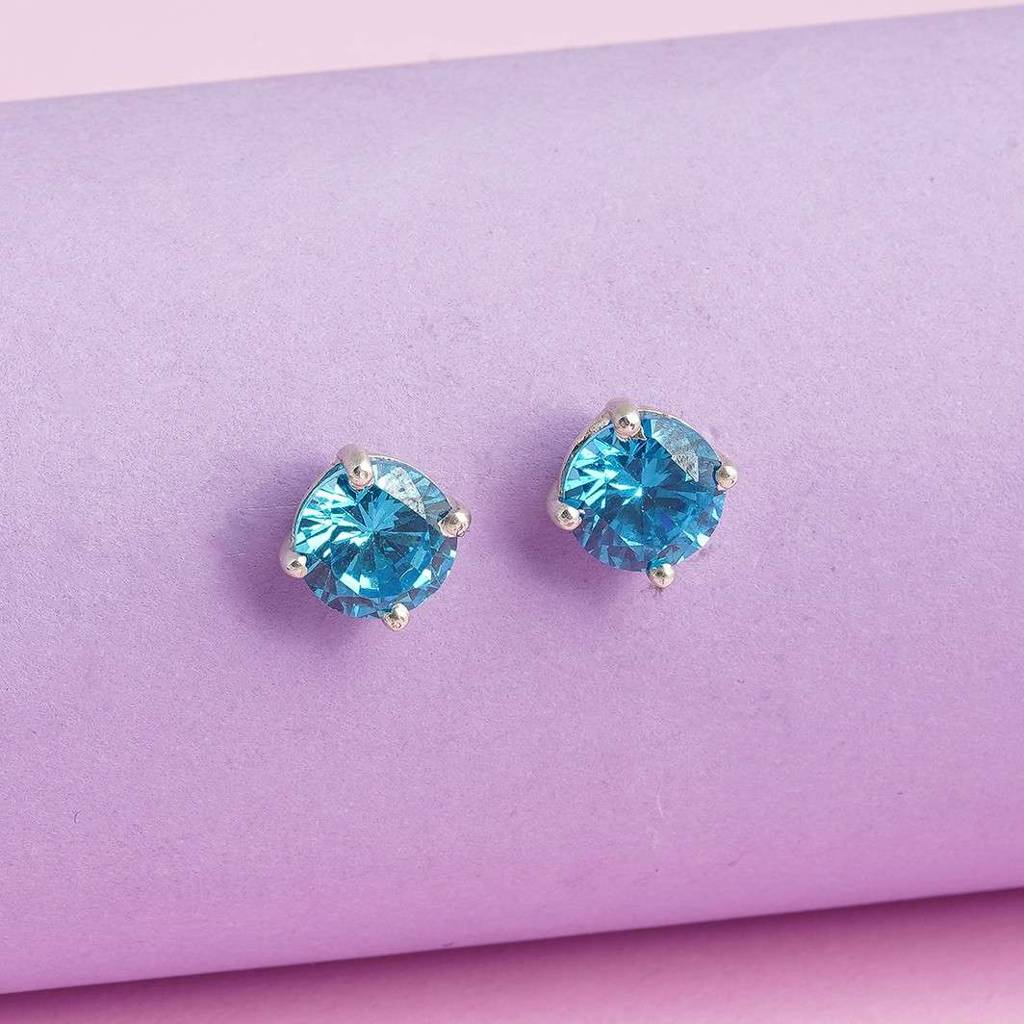 Silver Topaz Bold Stud Earrings : ZLE-1027