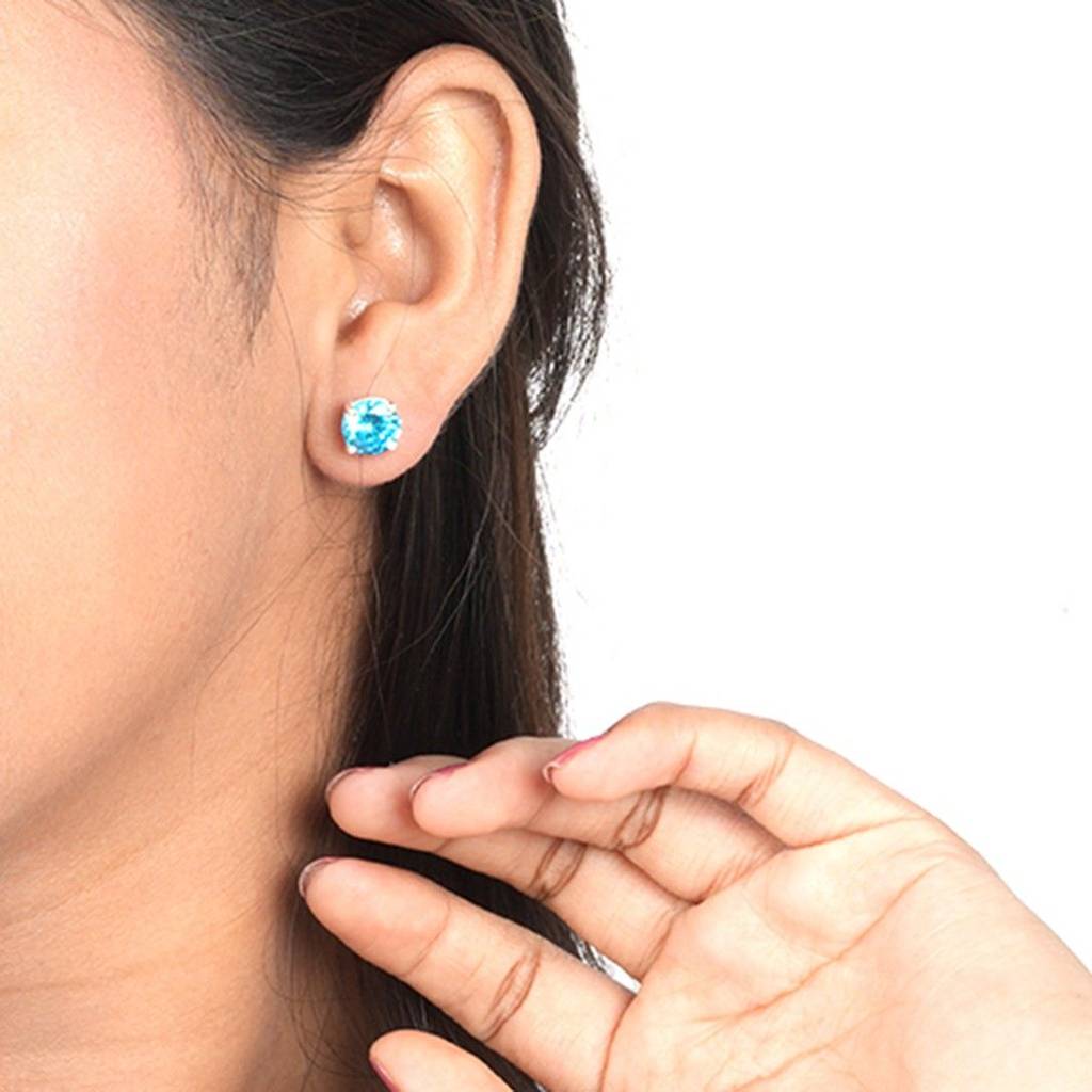 Silver Topaz Bold Stud Earrings : ZLE-1027