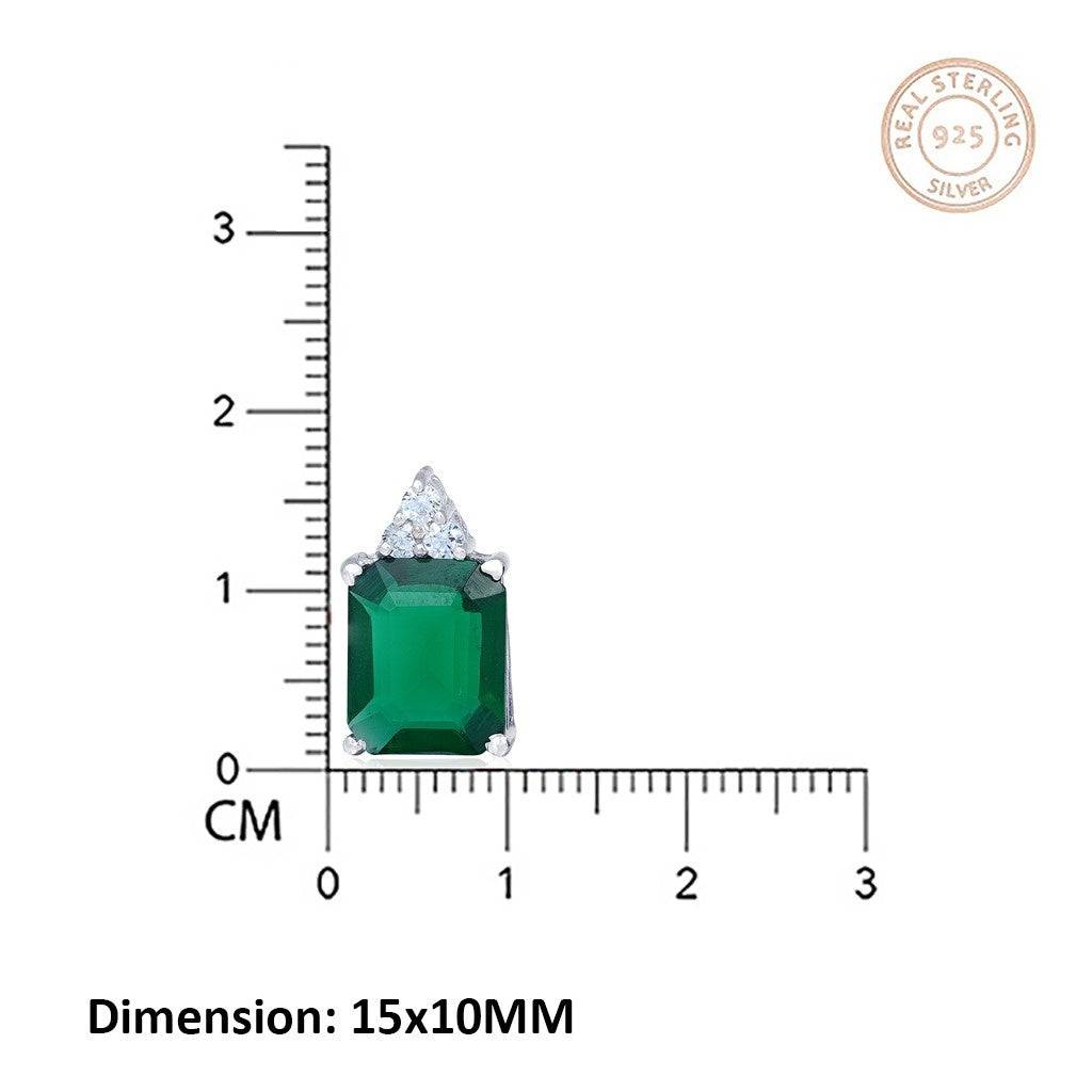 Silver Forest Green Shining Studs Earrings : ZLE-1030